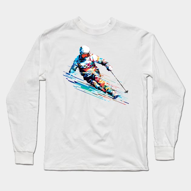 Ski Sport Fast Speed Competition Abstract Long Sleeve T-Shirt by Cubebox